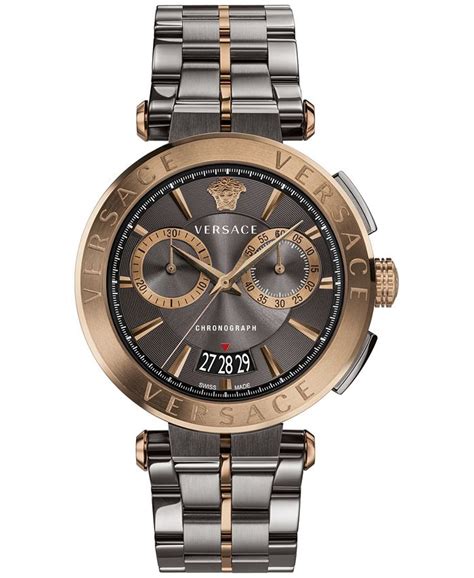 versace aion chrono two-tone gunmetal/bronze stainless steel men's watch|Versace Men's Swiss Chronograph Aion Two Tone Bracelet .